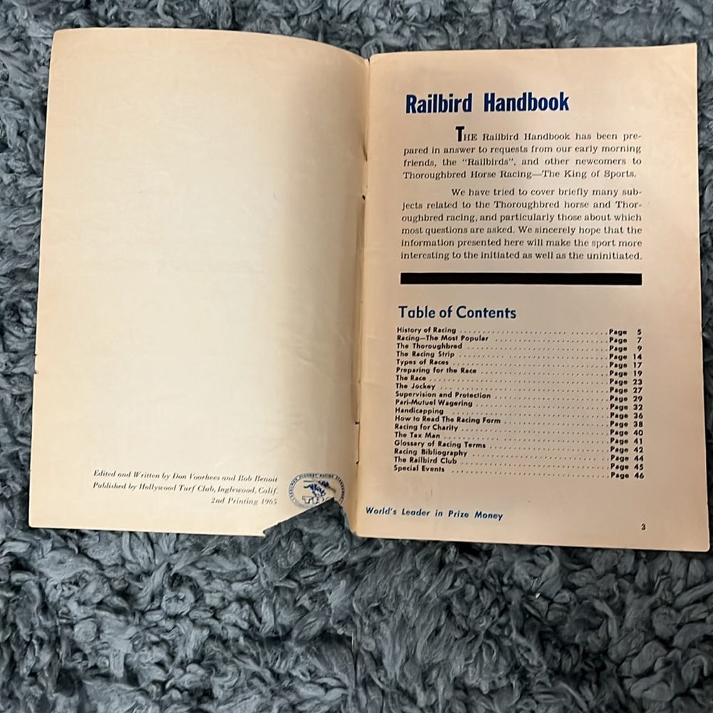 Vintage from 1960’s Hollywood Park Railbird Handbook - Picture 4 of 8